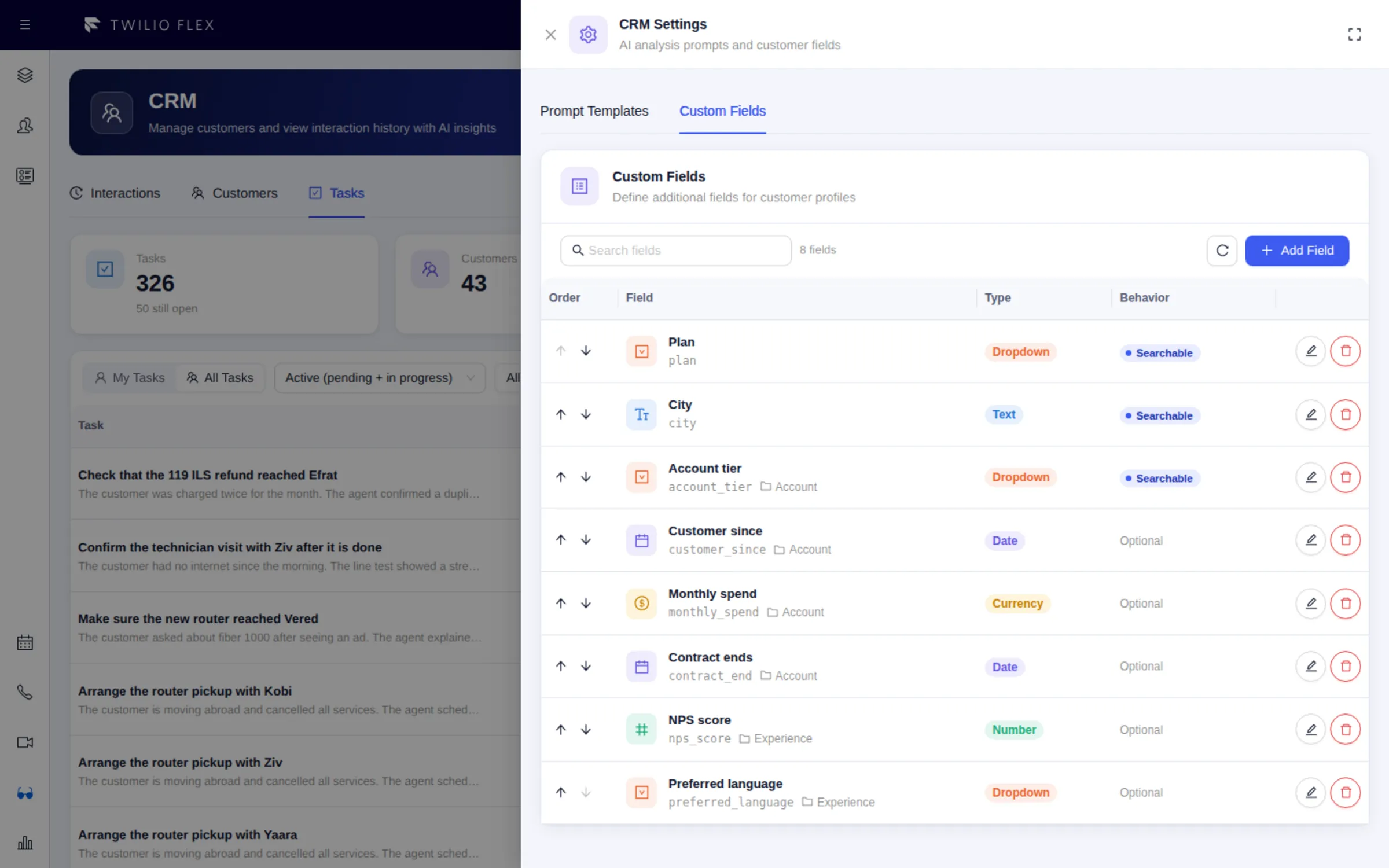 Custom fields admin