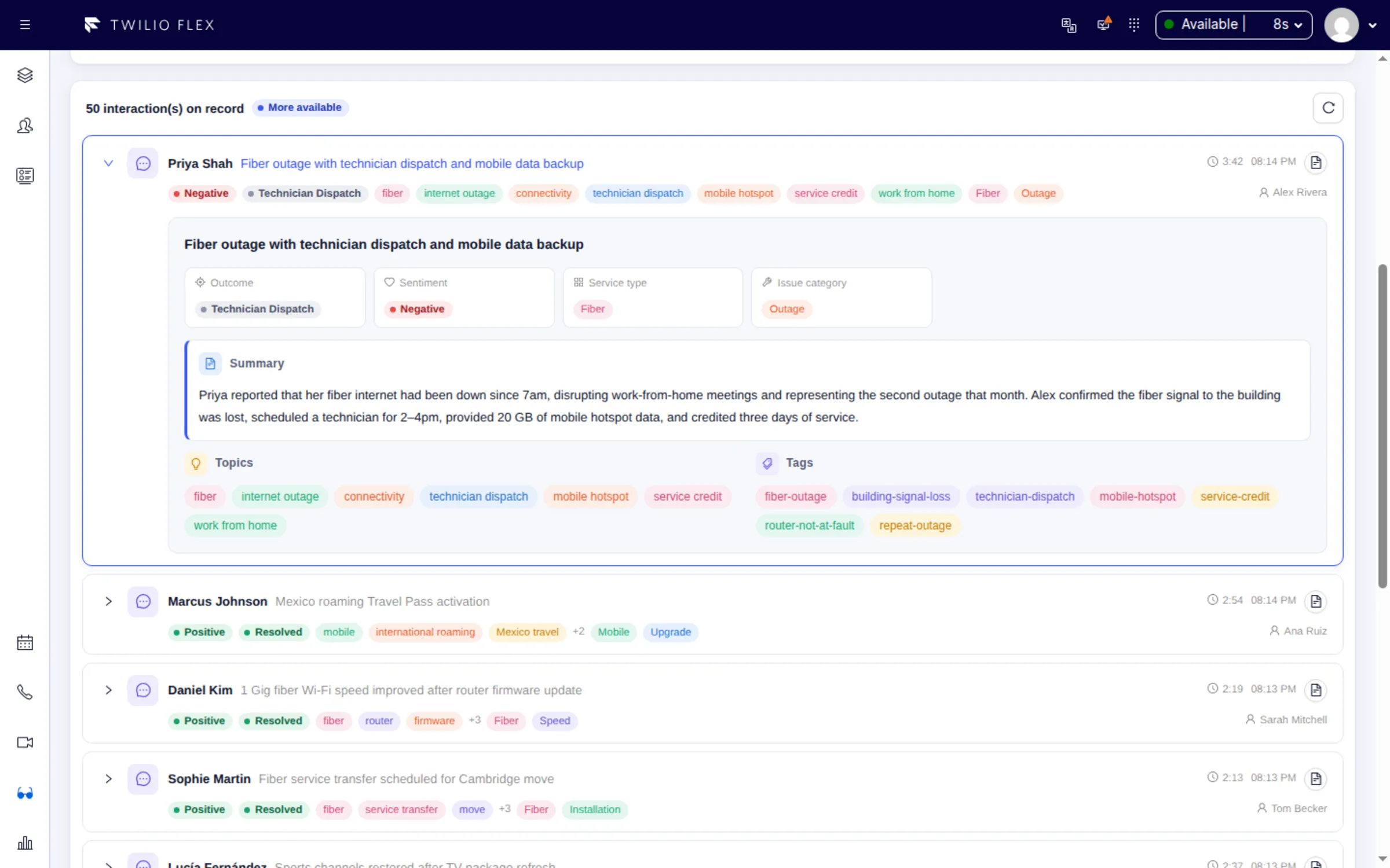 AI analysis of one chat
